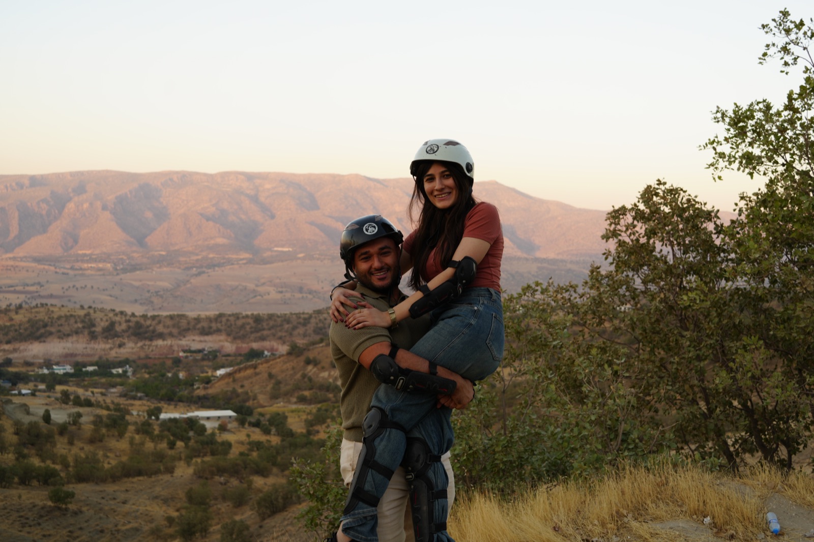 Ninos and Ashurena in the Kurdistan mountains at golden hour